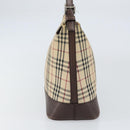 BURBERRY Nova Check Shoulder Bag Canvas Beige Silver Auth 153010-4