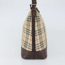 BURBERRY Nova Check Shoulder Bag Canvas Beige Silver Auth 153010-5