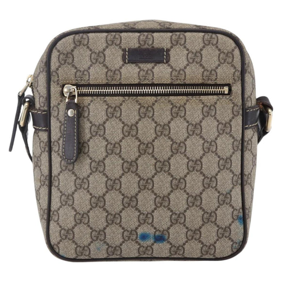 GUCCI GG Supreme Shoulder Bag PVC Beige Gold 233268 Auth 153011