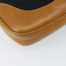 GUCCI GG Canvas Jackie Shoulder Bag Black Gold Auth 153012-12