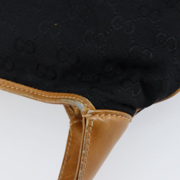 GUCCI GG Canvas Jackie Shoulder Bag Black Gold Auth 153012