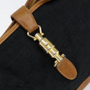 GUCCI GG Canvas Jackie Shoulder Bag Black Gold Auth 153012-17