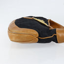 GUCCI GG Canvas Jackie Shoulder Bag Black Gold Auth 153012-4