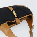GUCCI GG Canvas Jackie Shoulder Bag Black Gold Auth 153012-6