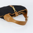 GUCCI GG Canvas Jackie Shoulder Bag Black Gold Auth 153012-7