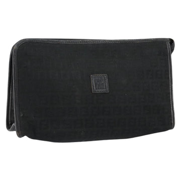 FENDI Zucchino Canvas Clutch Bag Black Auth 153013