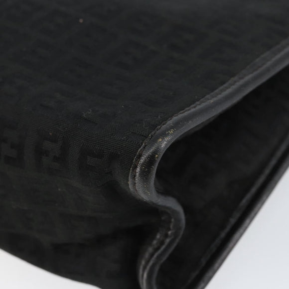 FENDI Zucchino Canvas Clutch Bag Black Auth 153013