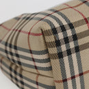 BURBERRY Nova Check Hand Bag Nylon Beige Silver Auth 153015-10