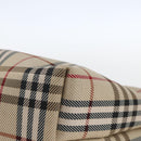 BURBERRY Nova Check Hand Bag Nylon Beige Silver Auth 153015-11