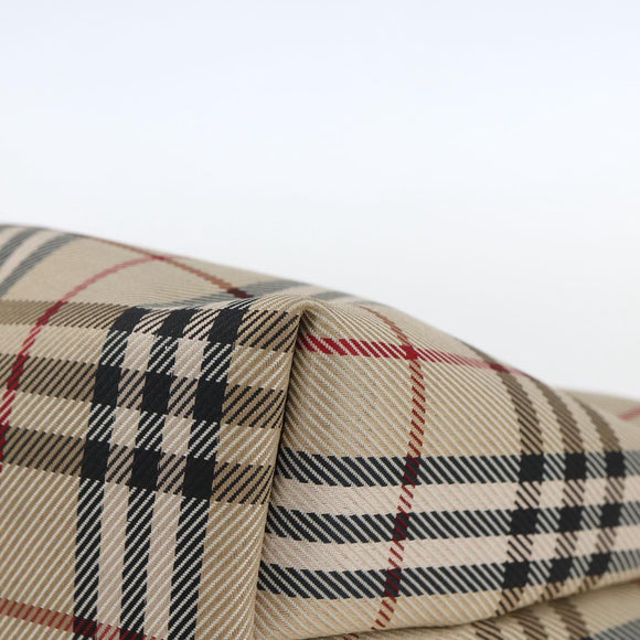 BURBERRY Nova Check Hand Bag Nylon Beige Silver Auth 153015