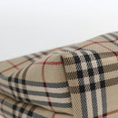 BURBERRY Nova Check Hand Bag Nylon Beige Silver Auth 153015-12