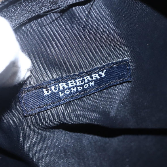 BURBERRY Nova Check Hand Bag Nylon Beige Silver Auth 153015