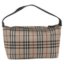 BURBERRY Nova Check Hand Bag Nylon Beige Silver Auth 153015-3