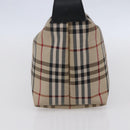 BURBERRY Nova Check Hand Bag Nylon Beige Silver Auth 153015-4