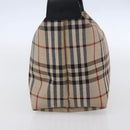 BURBERRY Nova Check Hand Bag Nylon Beige Silver Auth 153015-5