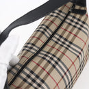 BURBERRY Nova Check Hand Bag Nylon Beige Silver Auth 153015-6