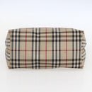 BURBERRY Nova Check Hand Bag Nylon Beige Silver Auth 153015-8