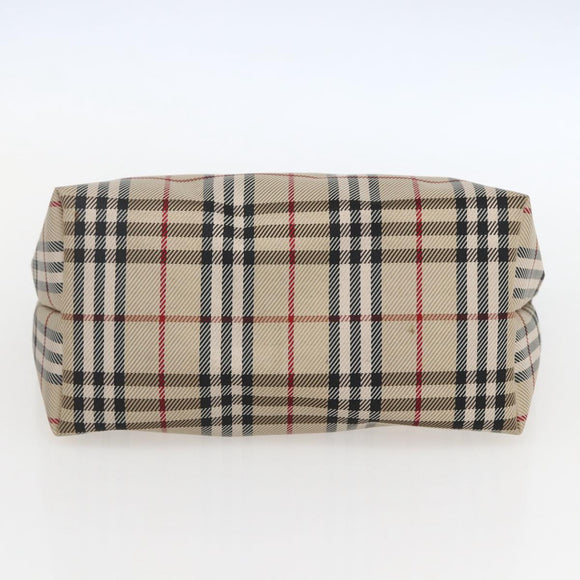 BURBERRY Nova Check Hand Bag Nylon Beige Silver Auth 153015