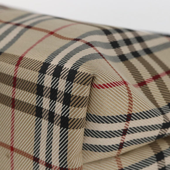 BURBERRY Nova Check Hand Bag Nylon Beige Silver Auth 153015