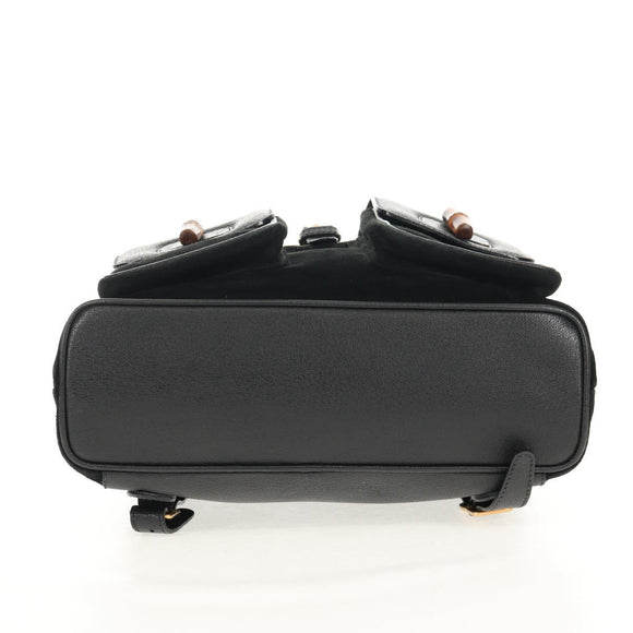 GUCCI Bamboo Backpack Suede Black Gold 003 2058 0016 Auth 153019V