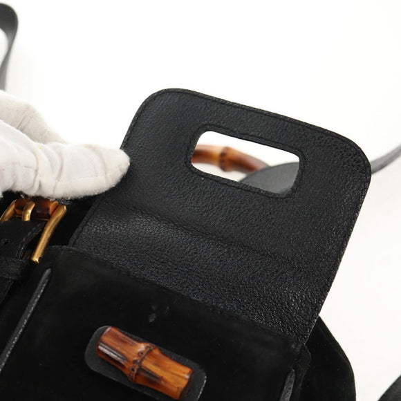 GUCCI Bamboo Backpack Suede Black Gold 003 2058 0016 Auth 153019V