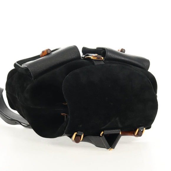 GUCCI Bamboo Backpack Suede Black Gold 003 2058 0016 Auth 153019V