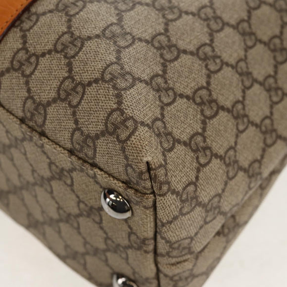 GUCCI GG Supreme Tote Bag PVC Beige Silver 114288 Auth 153030V