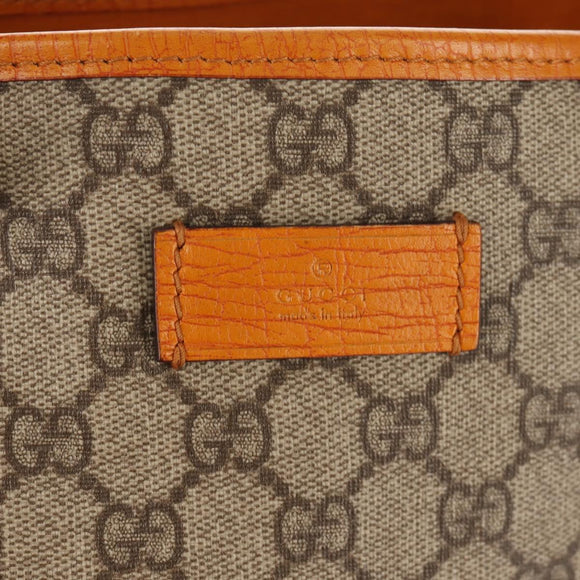 GUCCI GG Supreme Tote Bag PVC Beige Silver 114288 Auth 153030V