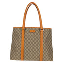 GUCCI GG Supreme Tote Bag PVC Beige Silver 114288 Auth 153030V-2