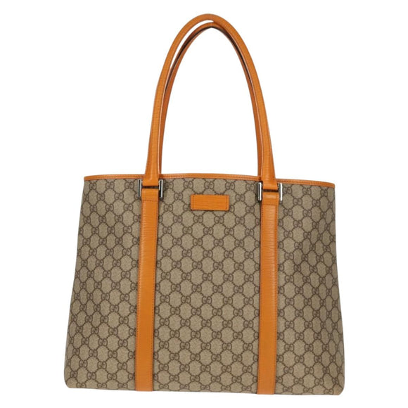 GUCCI GG Supreme Tote Bag PVC Beige Silver 114288 Auth 153030V