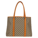 GUCCI GG Supreme Tote Bag PVC Beige Silver 114288 Auth 153030V-3