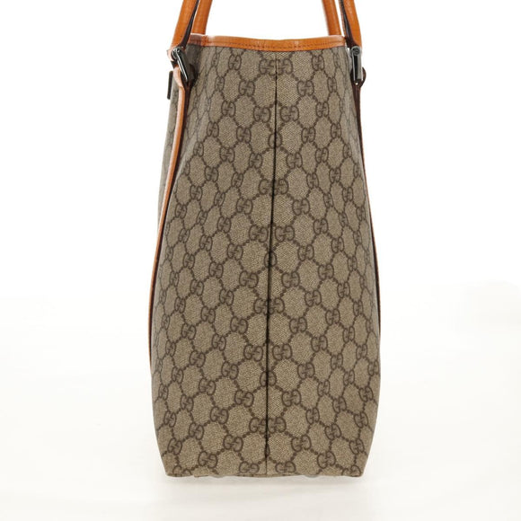 GUCCI GG Supreme Tote Bag PVC Beige Silver 114288 Auth 153030V