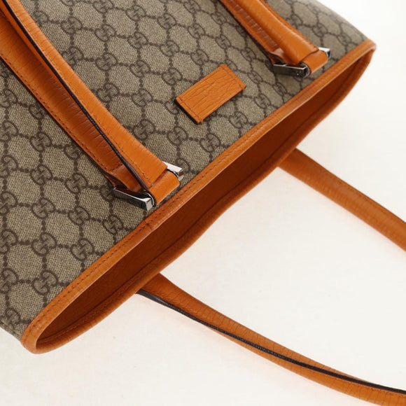 GUCCI GG Supreme Tote Bag PVC Beige Silver 114288 Auth 153030V