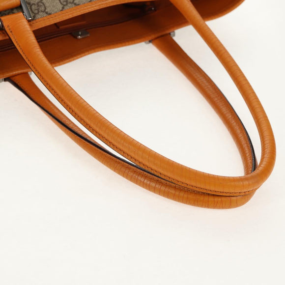 GUCCI GG Supreme Tote Bag PVC Beige Silver 114288 Auth 153030V