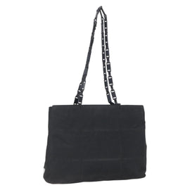 PRADA Tote Bag Nylon Black Silver Auth 153032