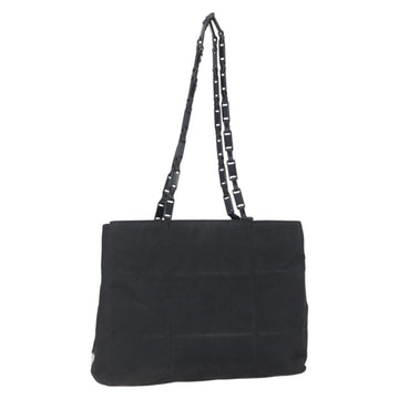 PRADA Tote Bag Nylon Black Silver Auth 153032