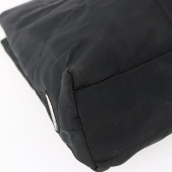 PRADA Tote Bag Nylon Black Silver Auth 153032