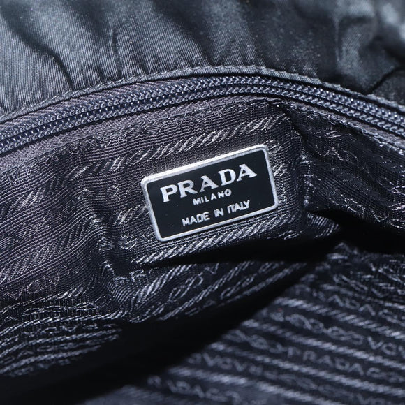 PRADA Tote Bag Nylon Black Silver Auth 153032