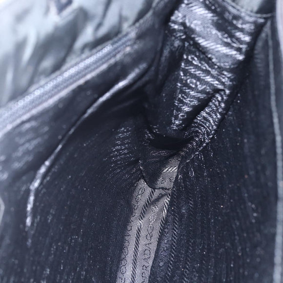 PRADA Tote Bag Nylon Black Silver Auth 153032