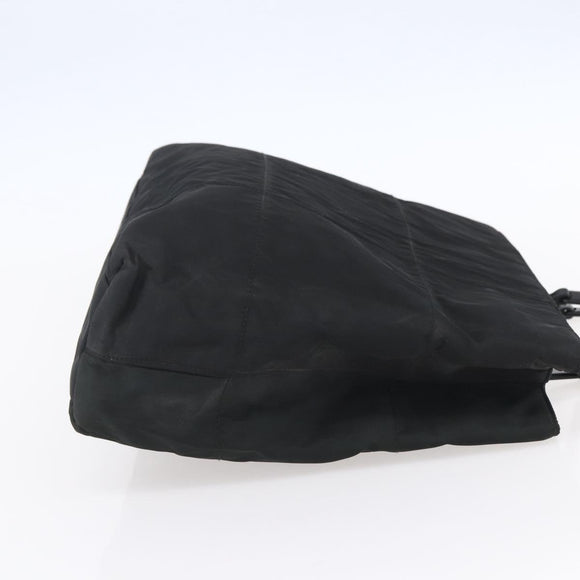 PRADA Tote Bag Nylon Black Silver Auth 153032