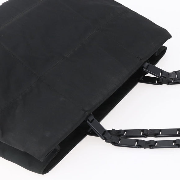 PRADA Tote Bag Nylon Black Silver Auth 153032