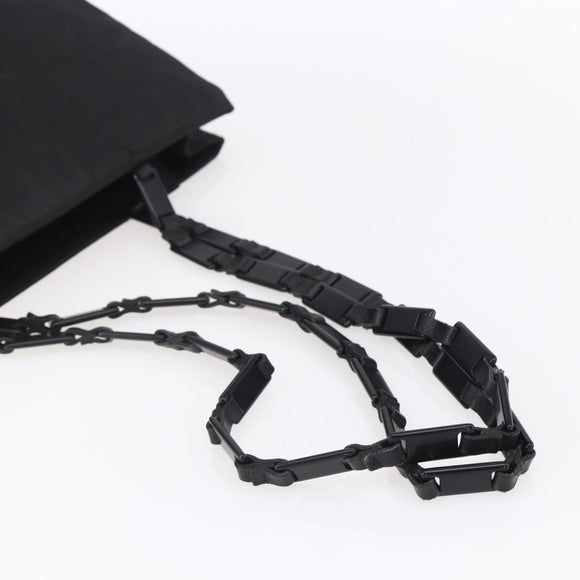 PRADA Tote Bag Nylon Black Silver Auth 153032