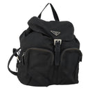 PRADA Backpack Nylon Black Silver Auth 153034-1