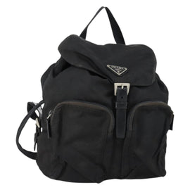 PRADA Backpack Nylon Black Silver Auth 153034