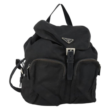 PRADA Backpack Nylon Black Silver Auth 153034