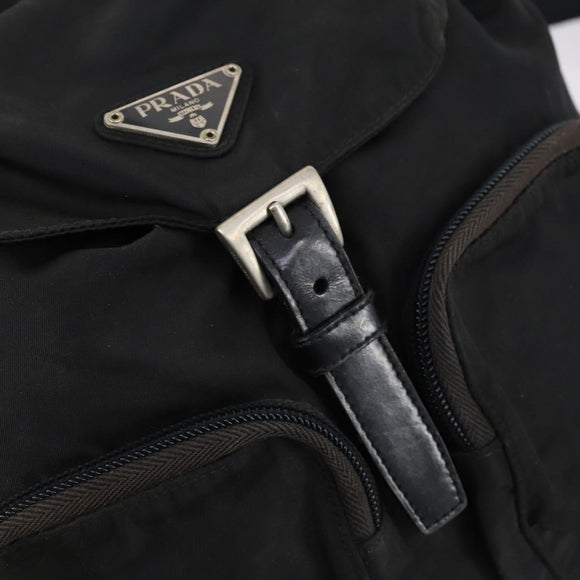 PRADA Backpack Nylon Black Silver Auth 153034