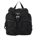 PRADA Backpack Nylon Black Silver Auth 153034-2