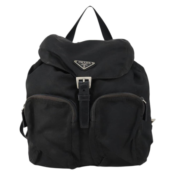 PRADA Backpack Nylon Black Silver Auth 153034