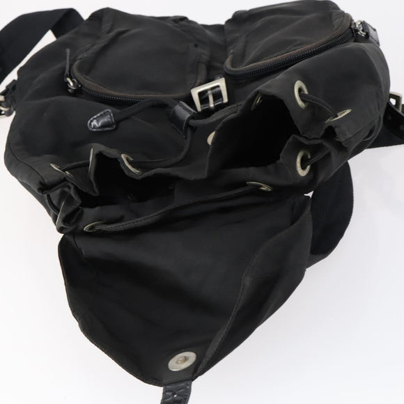 PRADA Backpack Nylon Black Silver Auth 153034