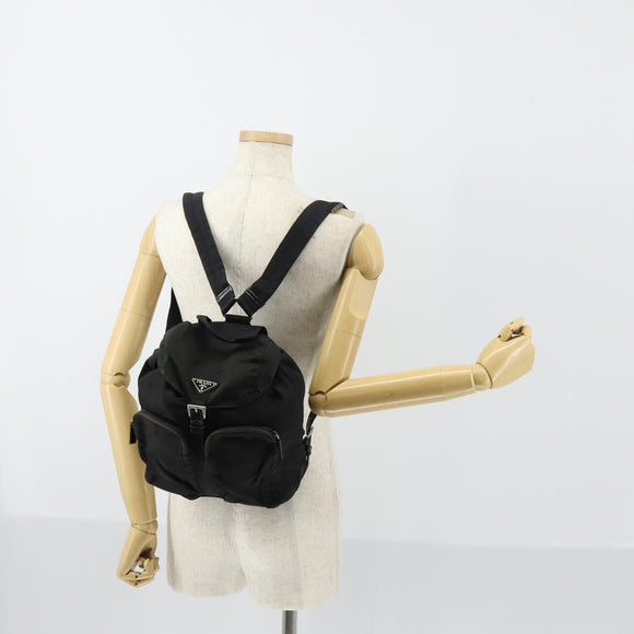 PRADA Backpack Nylon Black Silver Auth 153034